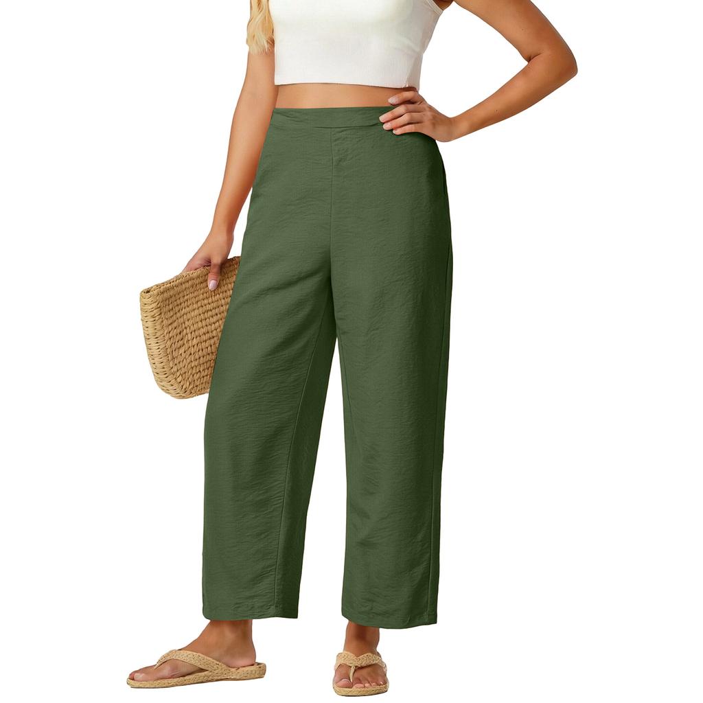 Women's Loose Wide-Leg Pants, Casual Loose Cotton-Linen Pants With Pockets