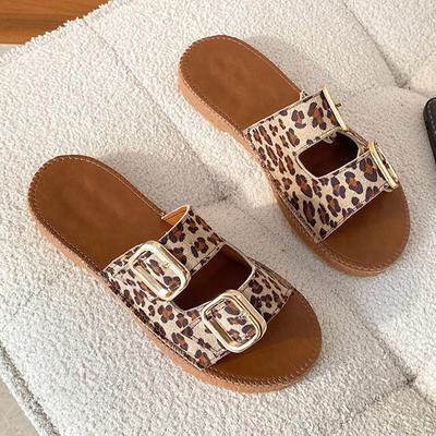 Summer New Women Flats Beach Casual Slippers Ladies Leopard Sandals Fashion Slingback Shoes Women Flip -Flops Slides Mujer