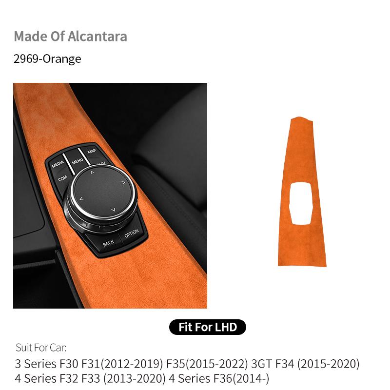 For BMW 3 Series F30 F31 F34 F35 3GT Car Multimedia Switch Knob Panel Trim Frame Sticker Made of Alcantara Interior Accessories LNYCP1