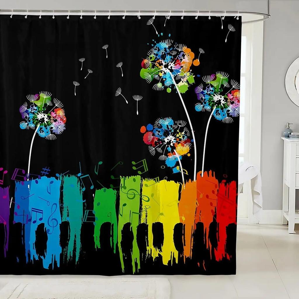 Rainbow Shower Curtain Love Pride Theme Bathroom Curtain for Teen Girls Bathtub Screen Colorful Stripes Waterproof Decoration