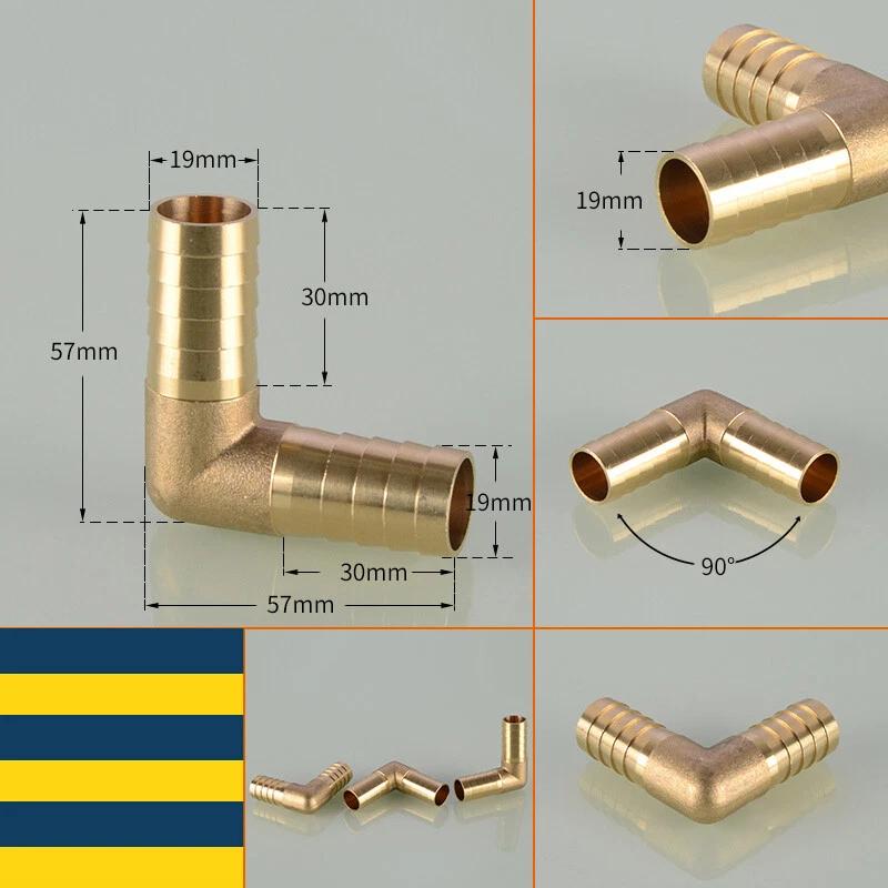 1~20pcs 90 Degree Elbow Brass Barbed Joiner Reducer Connector Pipe Hose Air Fuel Water Pipe Fitting OD 4/6/8/10/12/14/16/19mm