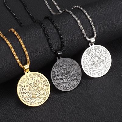 Stainless Steel Seven Archangels Seal Pendant Necklace for Men