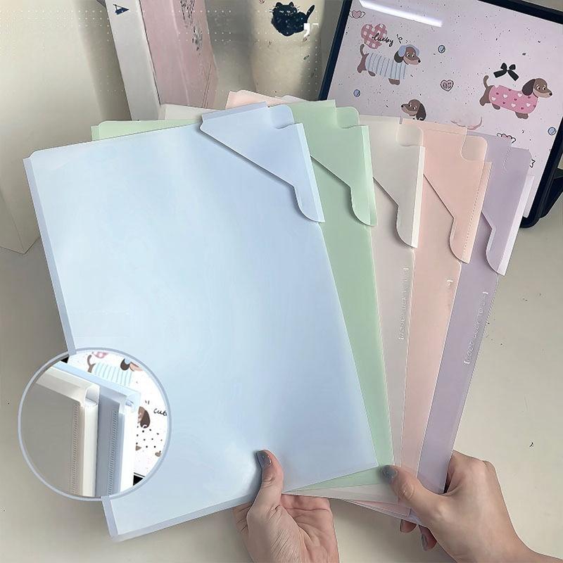 

5 шт./набор Папка-стоппер формата А4 Цвета Моранди L-образная Папка для хранения студенческих работ и данных Папка для организации файлов большой вместимости