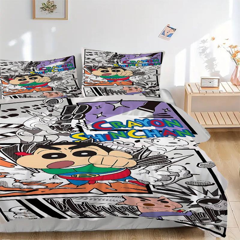 

3pcs Crayon Shin-chan Duvet Cover Set, 1 Duvet Cover + 1/2 Pillowcases (No Insert), Bedroom Decor, Allseason Comfort yy251021257 135x200cm