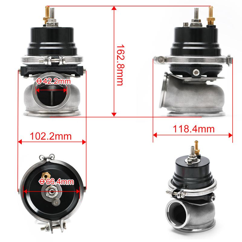 PQY - 60mm Wastegate Turbo External Kit With V-band Flange & Clamp Universal Turbo External Waste Gate For Turbo Manifold 5891BK