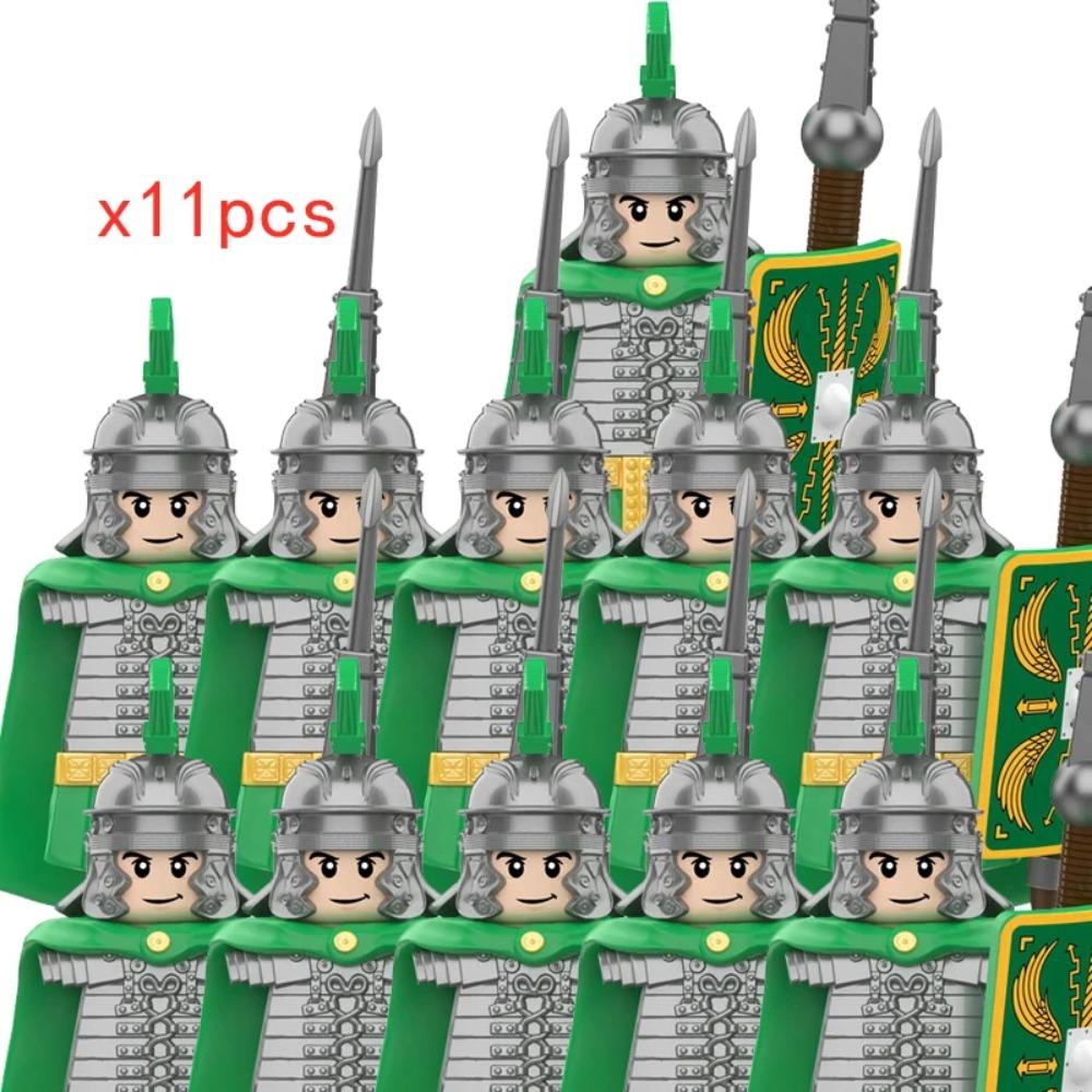 11pcs Medieval Dragon Knights Heavy Armor Bricks Assemble Action Figures Accessories Model