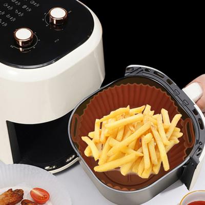 8-Inch Round Fryer Liner Dual Handles Non Stick Food Grade Heat Resistant Dishwasher Safe Reusable Oven Baking Tray Basket Bowl Kitchen Supplies