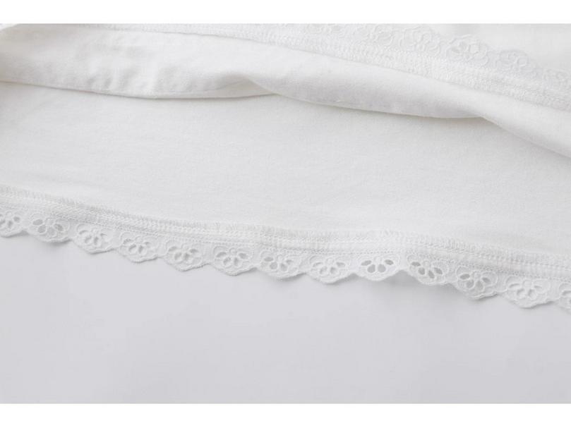 Korean Style Lace Trim Patchwork Cotton White T-Shirt