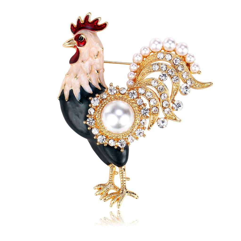 

Vintage Zodiac Rooster Brooch With Enamel Finish For Men And Women Fashion Accessory
