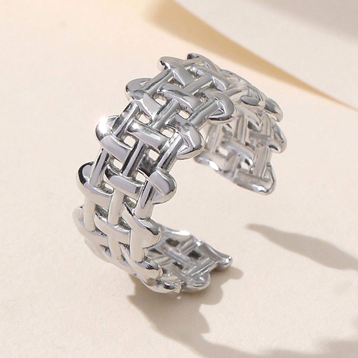 Retro Woven Gold-Plated Stainless Steel Adjustable Women s Ring