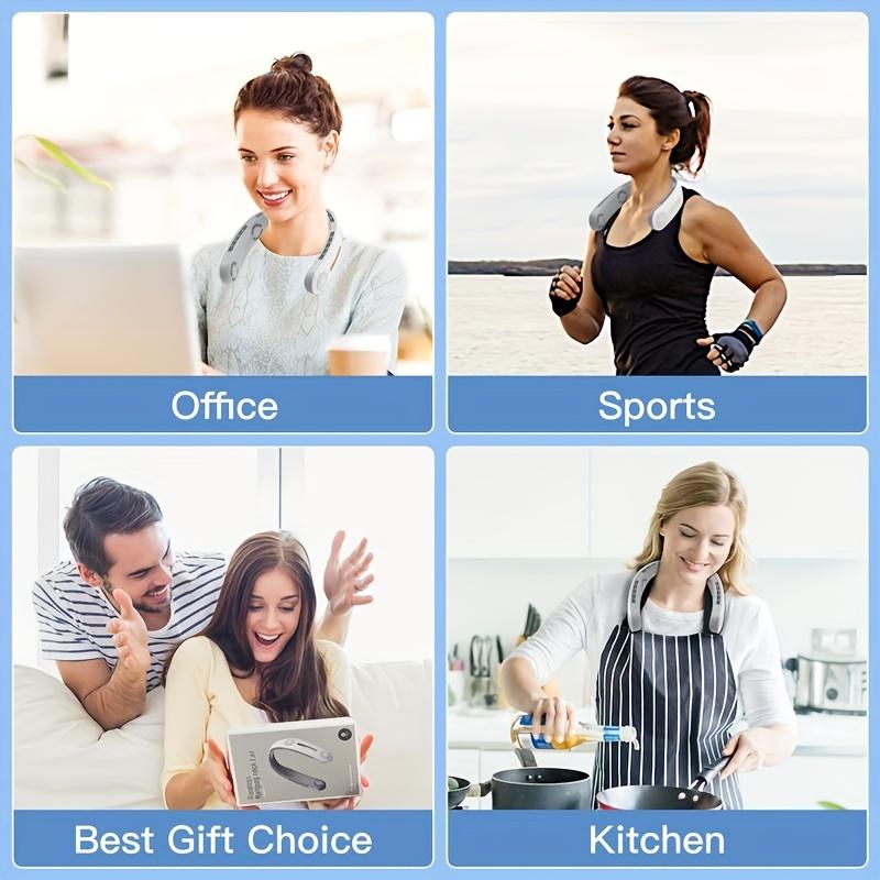 1pc Hands-Free Portable Neck Fan - Rechargeable, Bladeless, 3 Speeds, 360° Cooling, USB Wearable