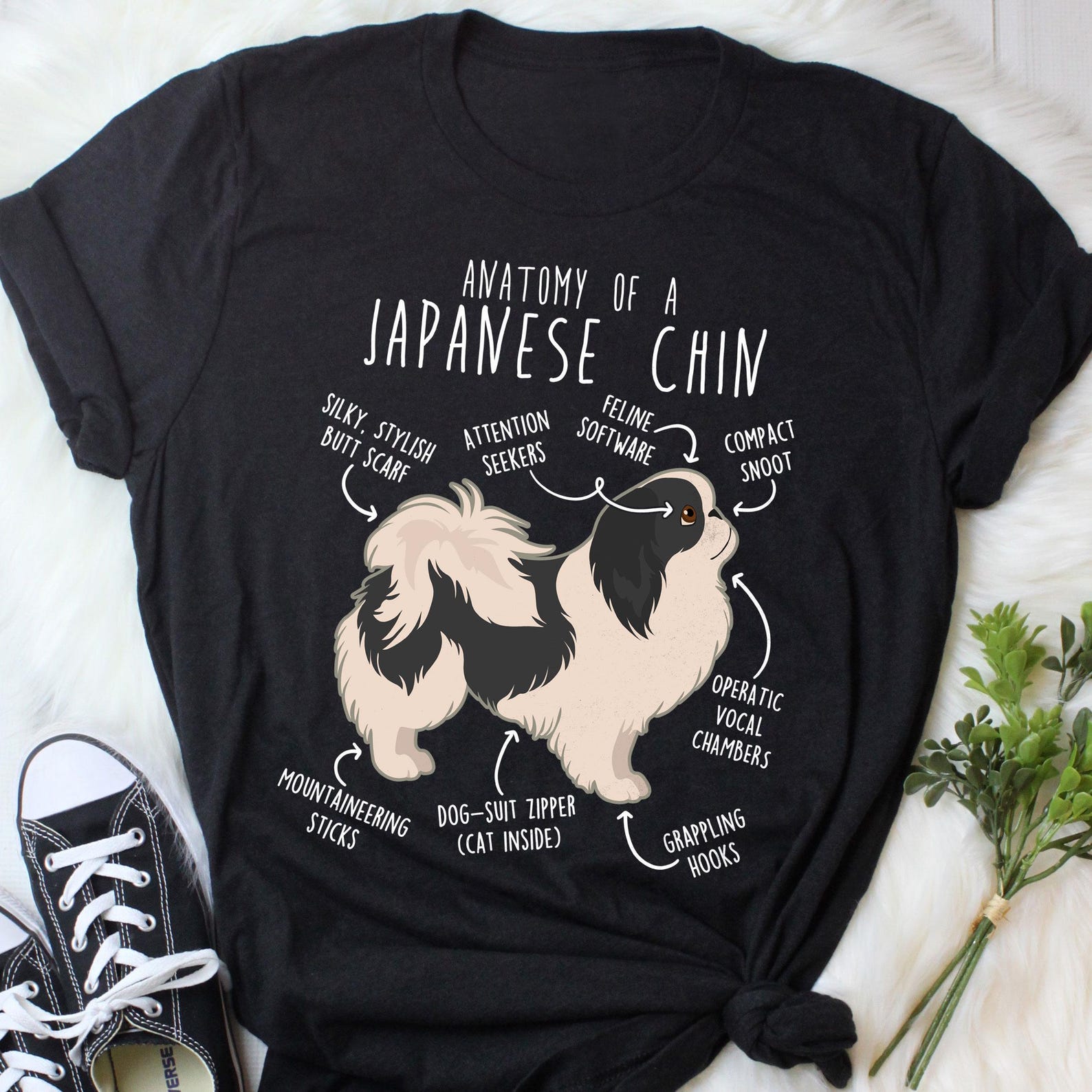 Japanese Chin Shirt, , , Cute Japanese Spaniel T-shirt, Funny Dog Lover Gift, Pet Tee, Dog Mom Top, Dog Dad, Black and White 130