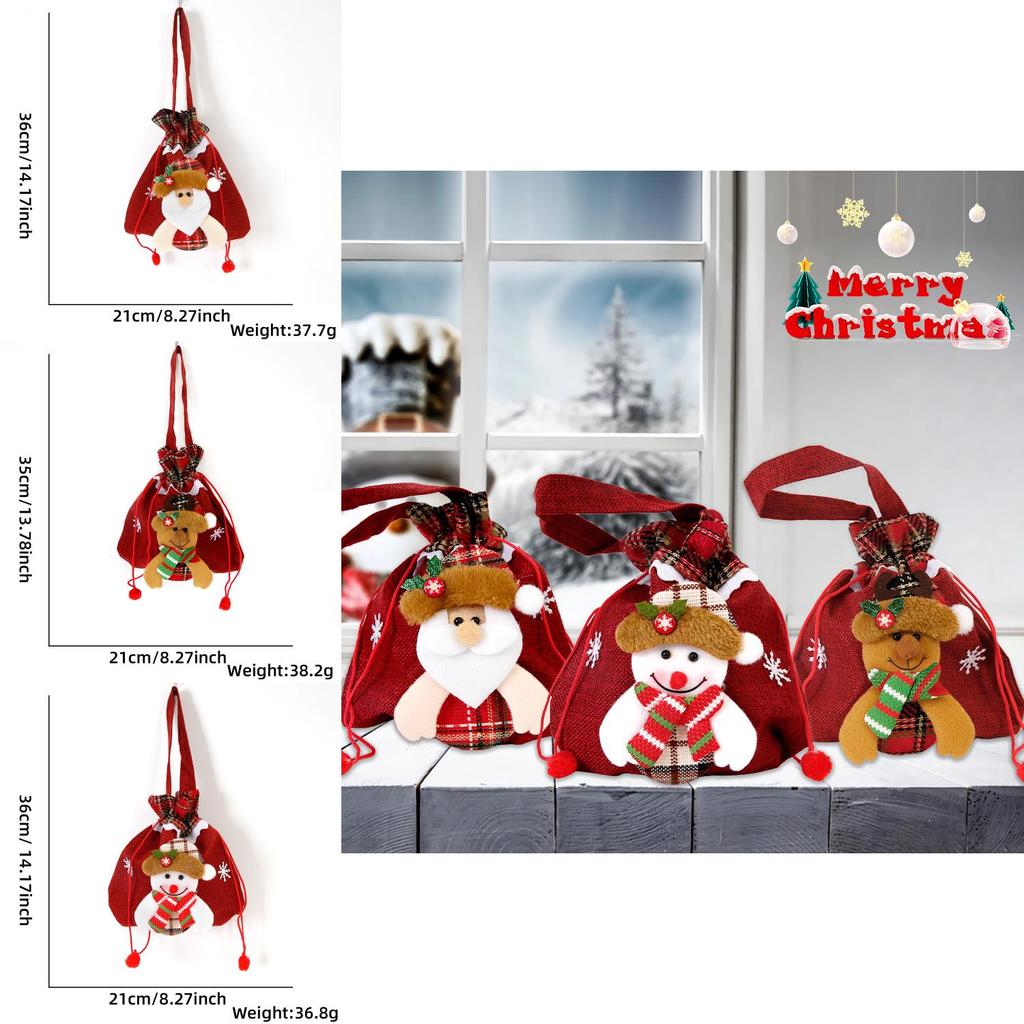 Cute Cartoon Christmas Treat Bags For Kids In Snowman Bear And Santa Styles