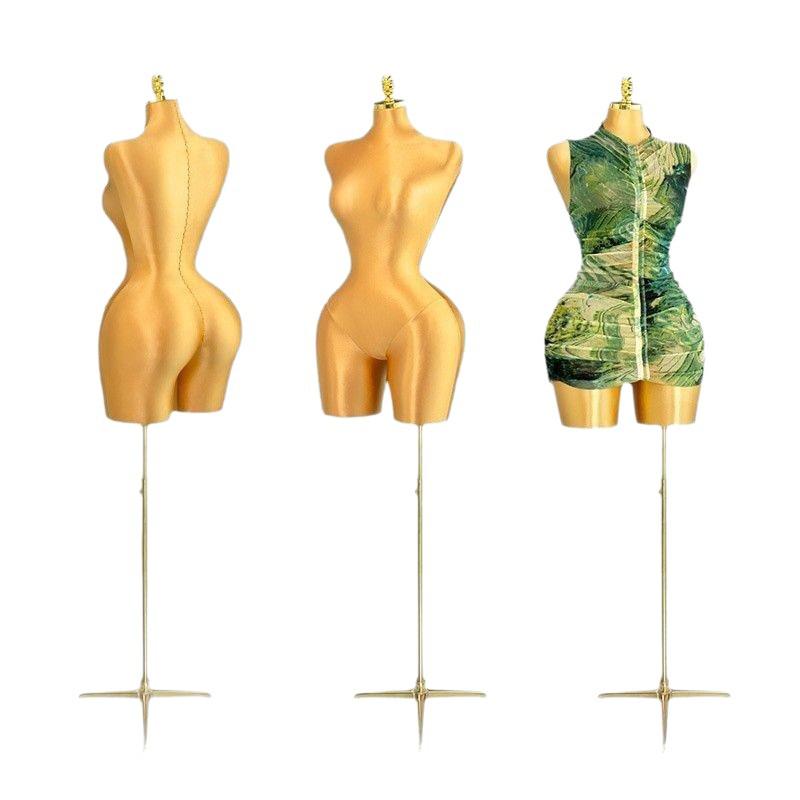 Plus-Size Fabric-Wrapped Mannequin: Women's Half-Body Display Stand, Pin-able for Clothing Store Window.