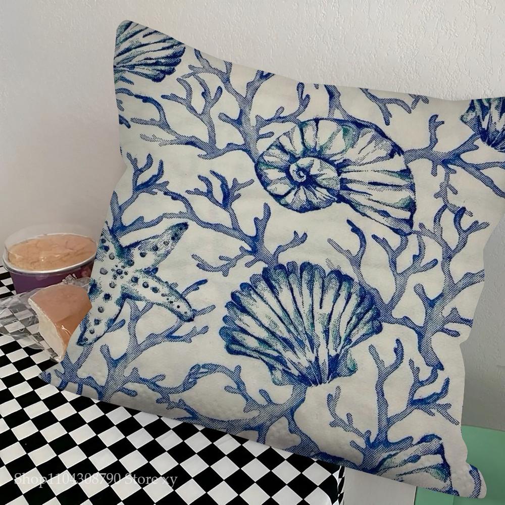 Marine Organism Shells Pillow Case Square Pillow Bedroom Sofa Leisure Comfort Cushion Car Living Room Home Decoration