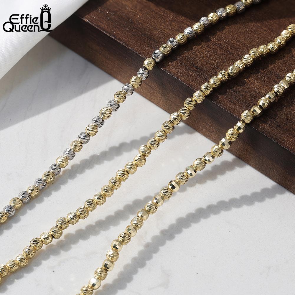 EFFIE QUEEN Classic Design 4mm Beads Bracelet Genuine 925 Sterling Silver Women Simple Dainty Beaded Chain Bangles Jewelry GAB01