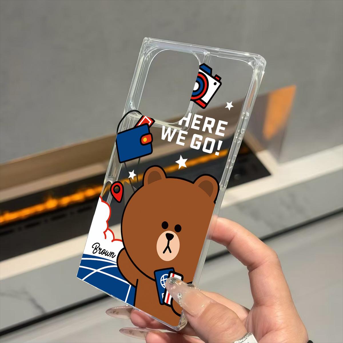 

Clear Square Back Tube Case Protection For iPhone 13 16 ProMax 15 Plus 11 12 14 Pro Max Anti-Oxygen,Camera Bear Pattern Casing iphone 16