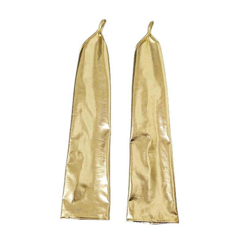 European-Style 48cm Patent Leather Fingerless Opera Gloves for Evening, Party, and Bridal Wear