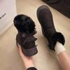 2025 Winter Thick-Soled Fleece-Lined Slip-On Snow Boots with Bow Detail - Warm Plus Size