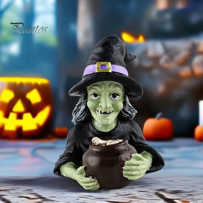Halloween Black Cat Figurine Spooky Witch Statue Resin Spider Animal Sculpture Home Office Desktop Decoration Ornament Festival Gift