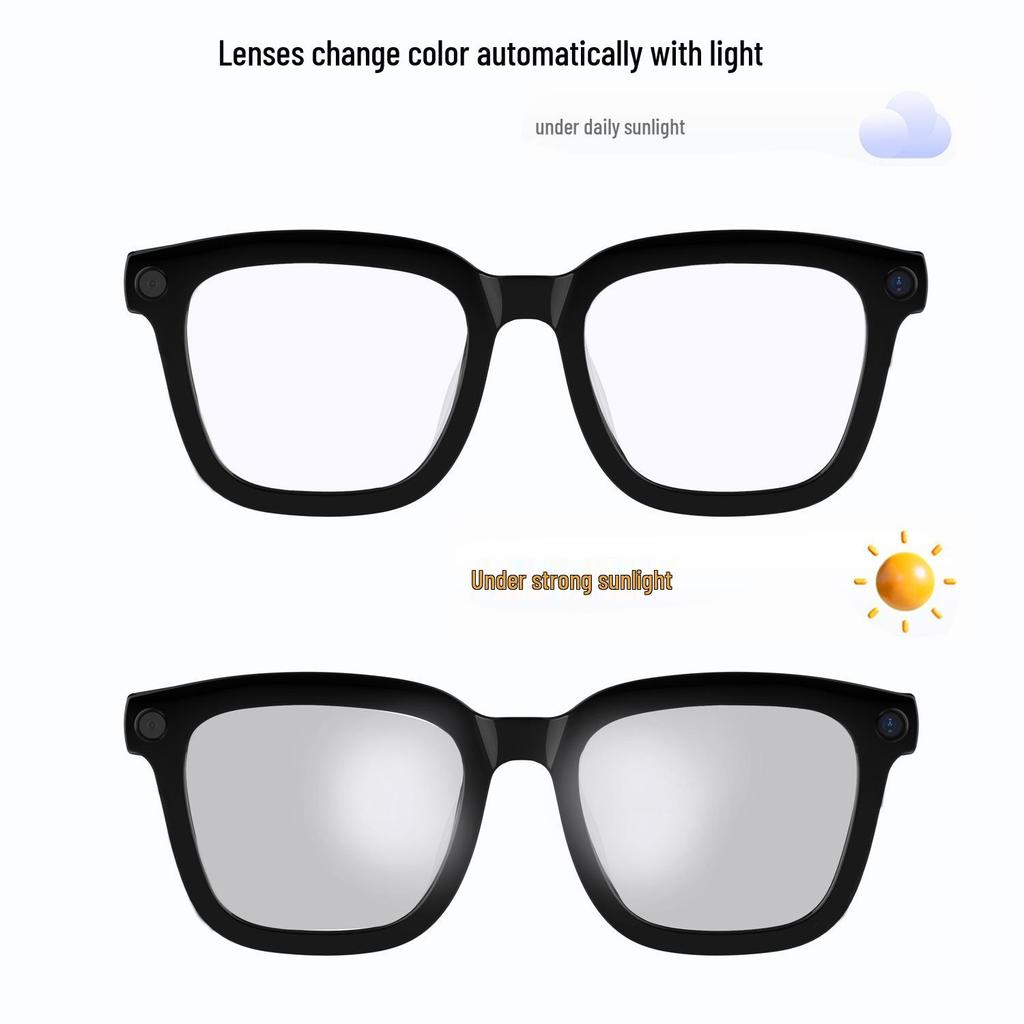 KI-Smart Glasses: Schwarze Tech-Kamera-Brille für Übersetzung, Fotografie und Musik-Streaming