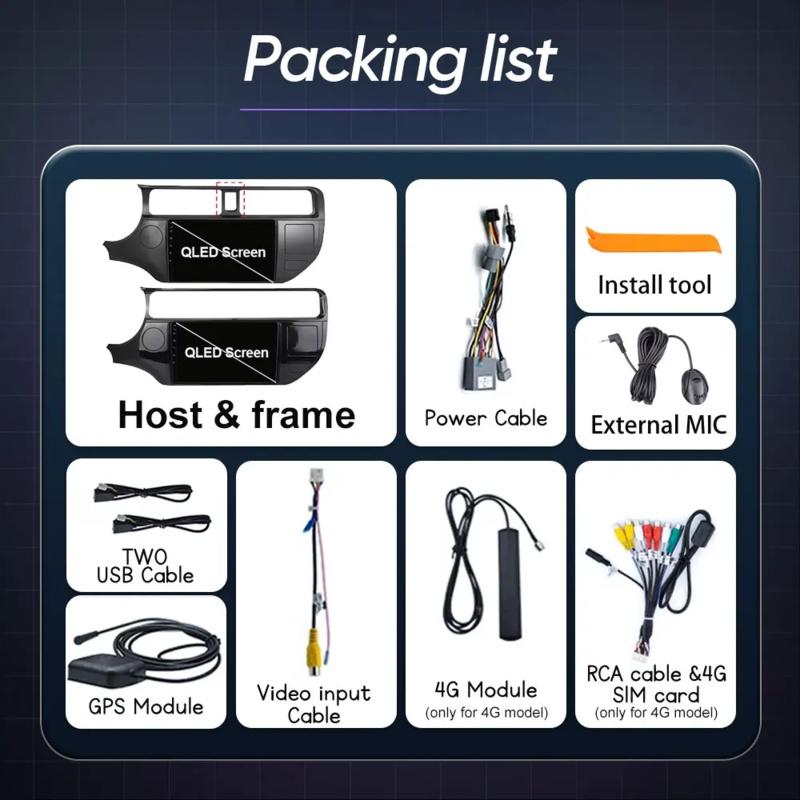 Android 14 Car Radio For Kia RIO 4 K3 2011 - 2015 Multimedia 4G WIFI GPS Navigation Carplay Head Unit Stereo Auto QLED NO 2Din