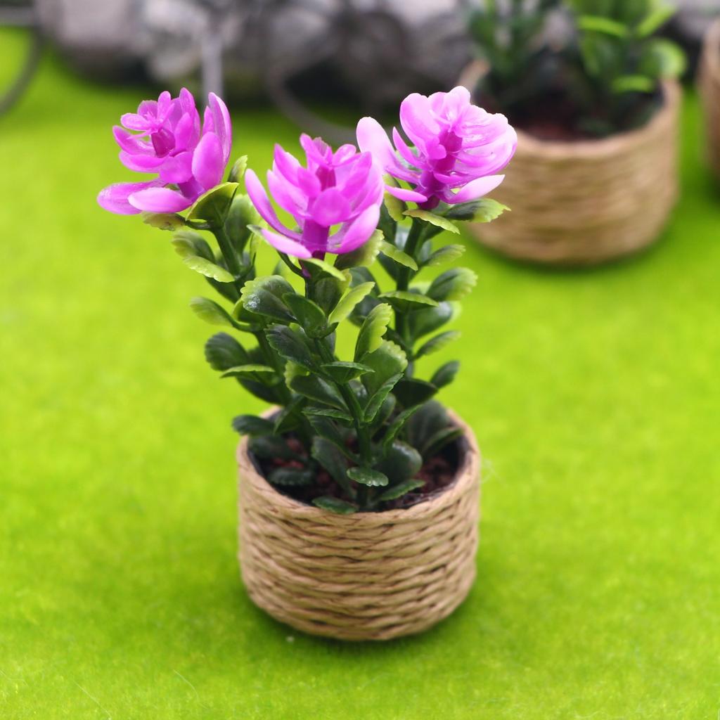 Mini Cute Green Plant Pot Flowervase Simulation Potted Plants Miniature Doll House Furniture Home Decoration