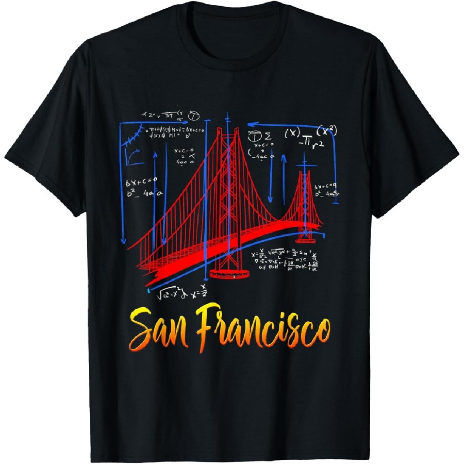 BRIDGE DESIGN DRAWING SAN FRANCISCO GOLDEN GATE T-Shirt S