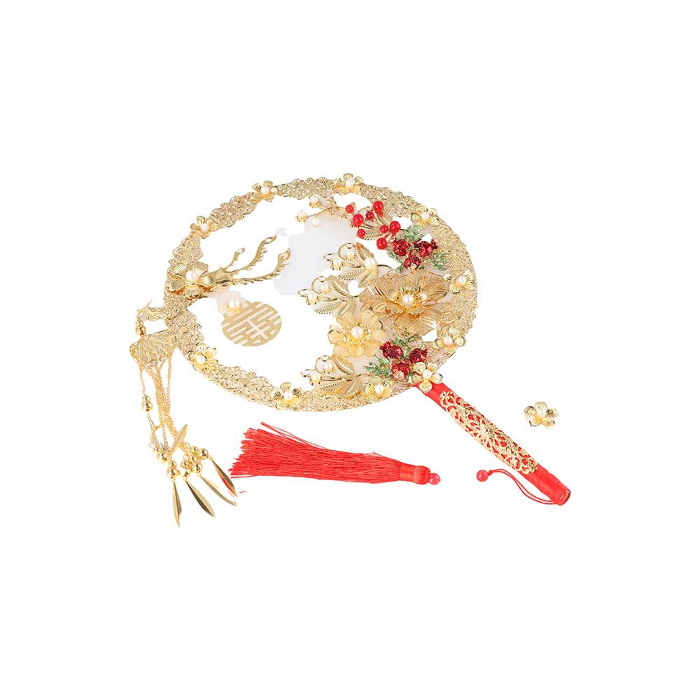 Fan Ancient Style Bride Group Fan Manual Round Fan Xiuhe Clothes Fan Tuan Fan Hand Holding Fan