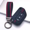 Silicone Key Fob Cover with Matching Keychain Compatible with Jeep Wrangler JL Gladiator JT 2018 2019 2020 2021 2022 2023 3 Button Smart Remote Key