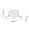 Modern Heart Detailing Women's Small Crossbody Bag PU Leather Lightweight Evening Purse With Chain Strap  White