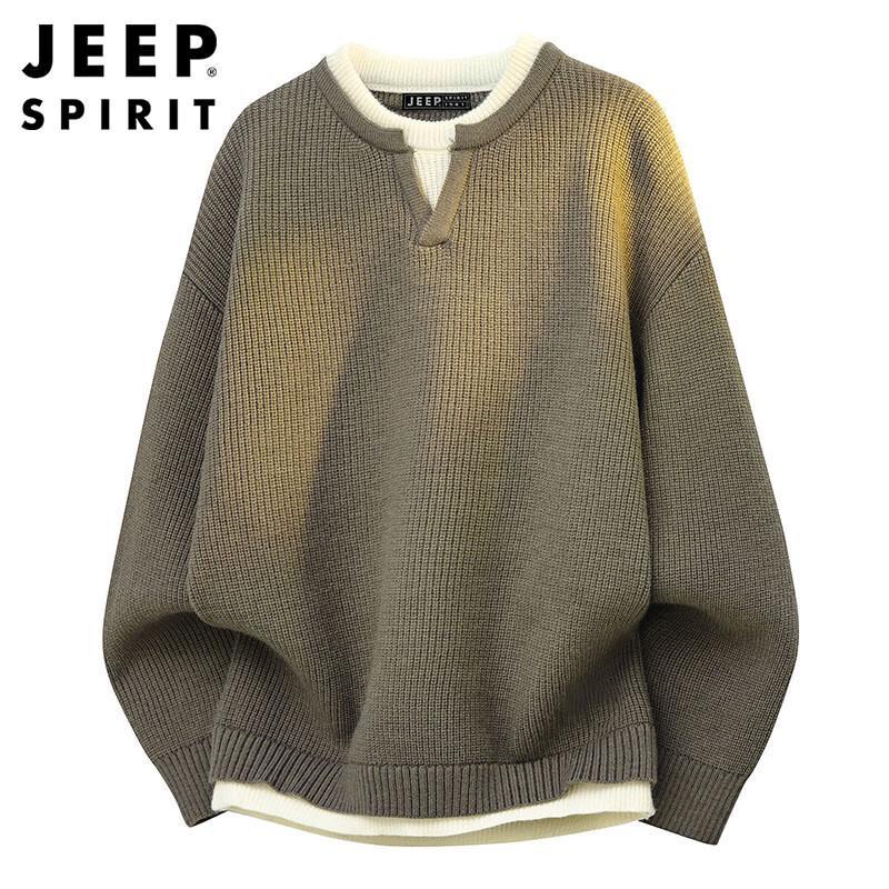 

Мужской трикотажный свитер хенли JEEP SPIRIT, имитирующий двойку L