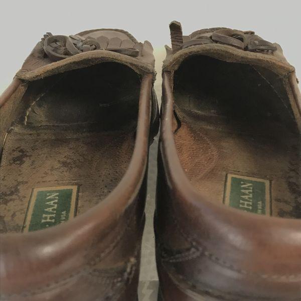 Vintage 80s-90s COLE HAAN Leather Kilt Tassel Loafers Size 27.0-28.0cm Brown Dress Shoes(USED)