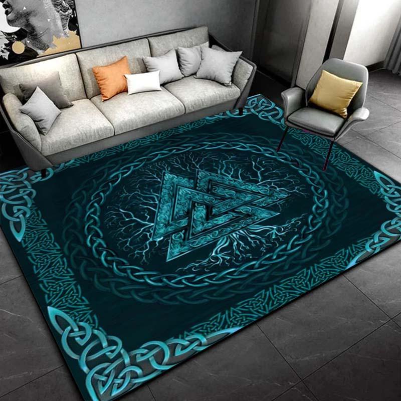 

Celtic Tree of Life Rug for Nordic StyleHomes Ancient SymbolismBlue GreenDecorativeCarpet Anti slip carpet can be machine washed 50x80cm