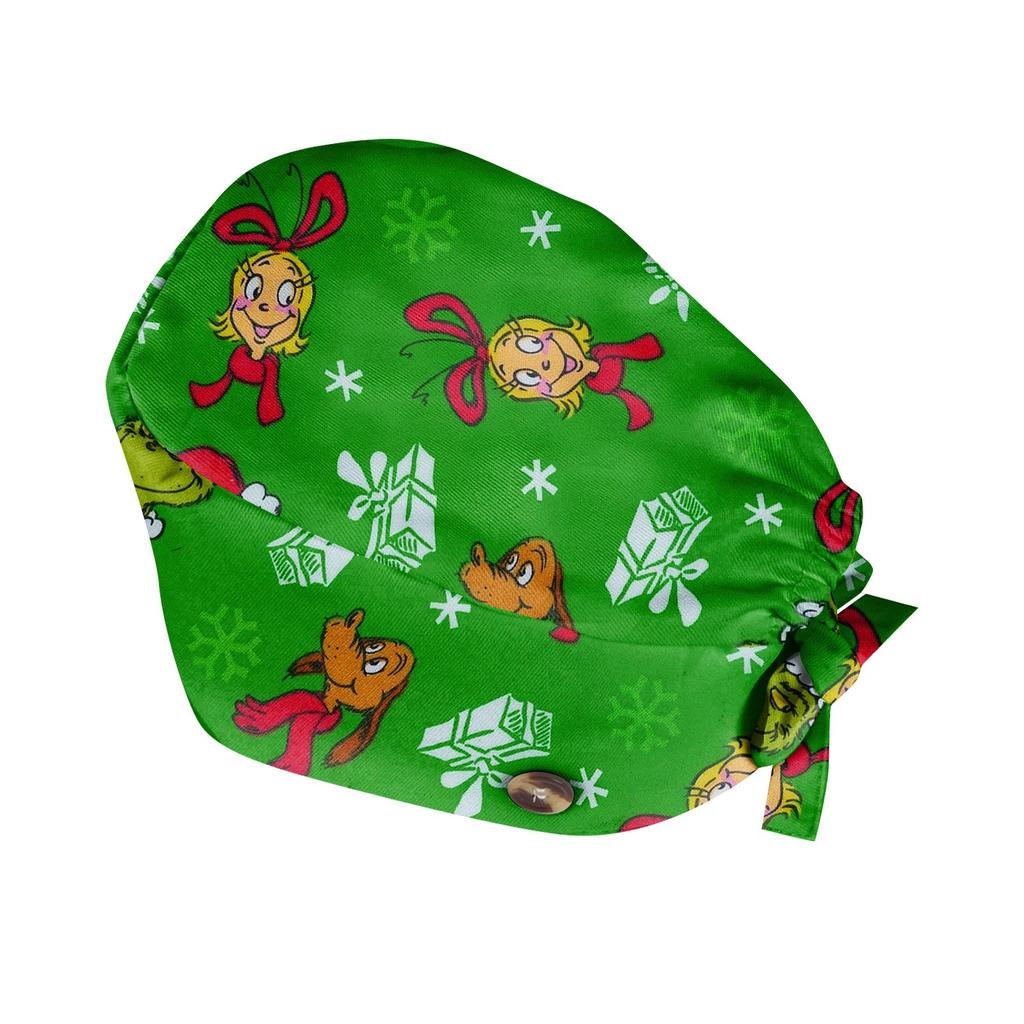 Festive Holiday Scrub Cap with Adjustable Tie Back Christmas Themed Design for Healthcare Professionals
