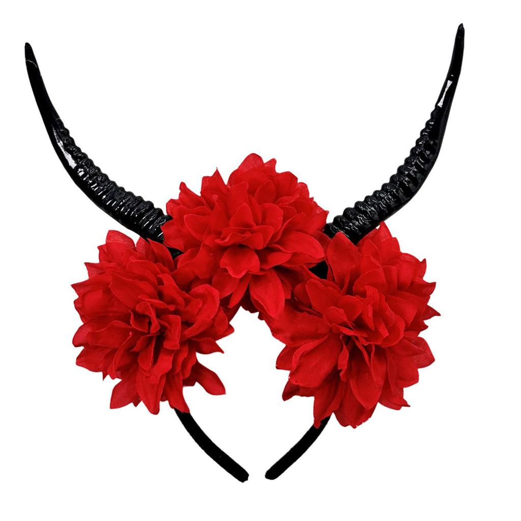 Halloween Floral Antelope Horn Headband Resin Costume Accessory Creative Headdress Props For Parties Role Play