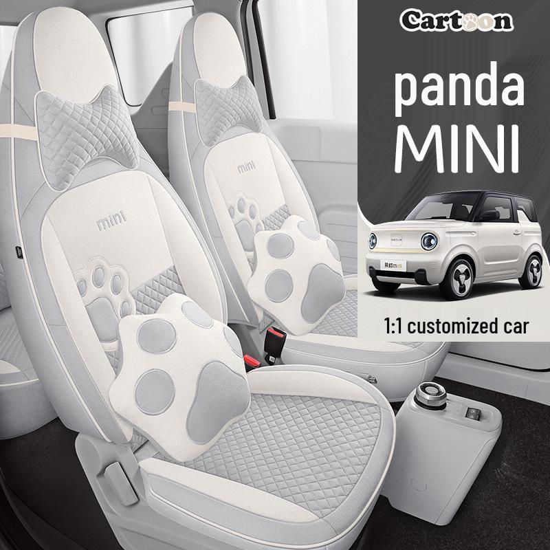 Panda Mini Linen Full Coverage Car Seat Cushion for All Seasons