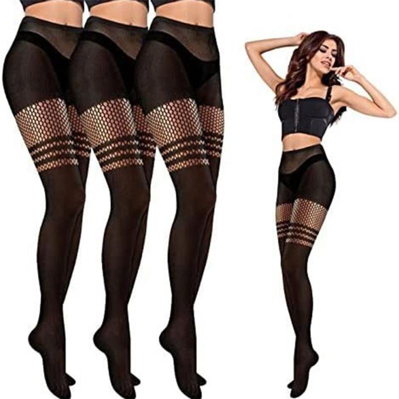 Women's Garter Belt Tights Patterned Fishnet Thigh High Stockings Tights High Waist Pantyhose Suspender Pantyhose Gifts