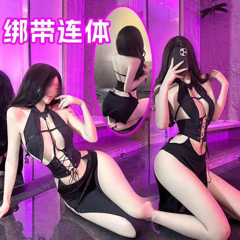 Hollow Chest Seduction Dress Set Backless Sex Underwear Sexy Pure Desire Sleeveless Straps Temperament Women