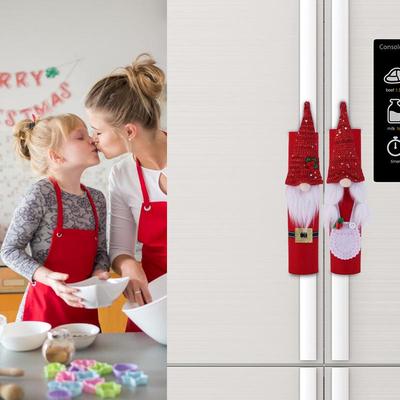 Gnome Flannel Refrigerator Handle Cover for Christmas Home Decoration