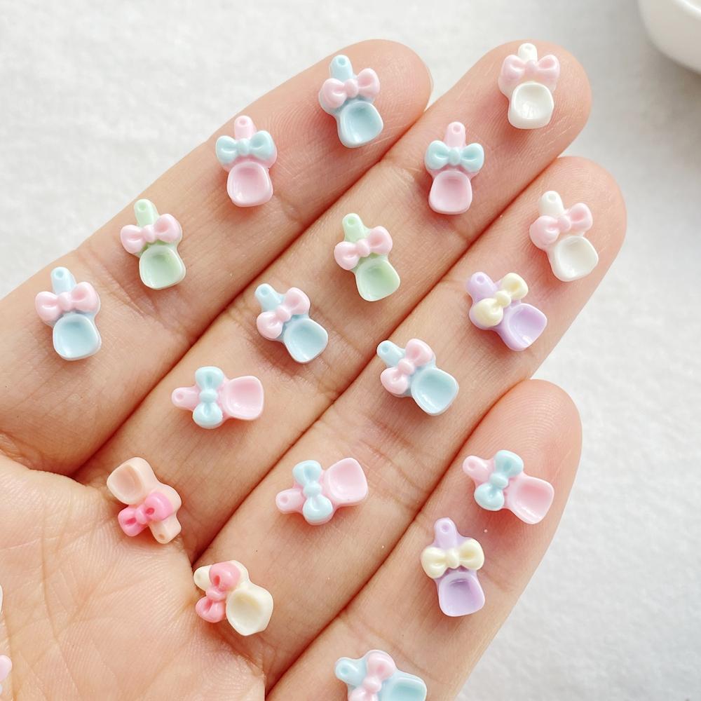 100pcs Colorful Resin Kawaii Mini Cute Mini Bow Spoon Fork Nail Art Flat back Stone Figurines Scrapbook DIY Jewelry Decor Crafts