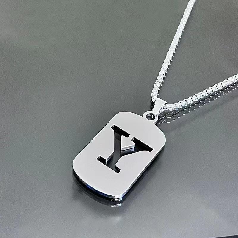 26 Letters English Titanium Steel Necklace Men'S And Women'S Versatile Sweater Sweater Chain Simple Fashion Collarbone Chain