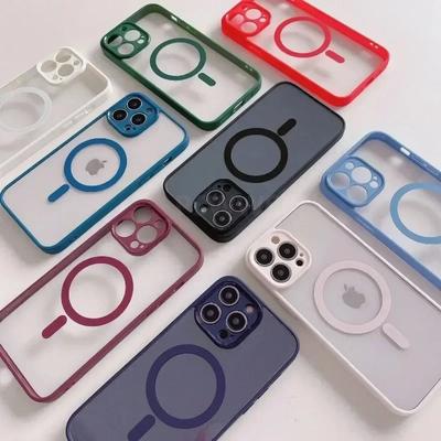 Luxus für Magsafe Magnetische Drahtlose Lade Telefon Fall für IPhone 16 15 14 13 12 11 Pro X XR XS Max 7 8 SE Stoßfest Transparent Zurück Abdeckung