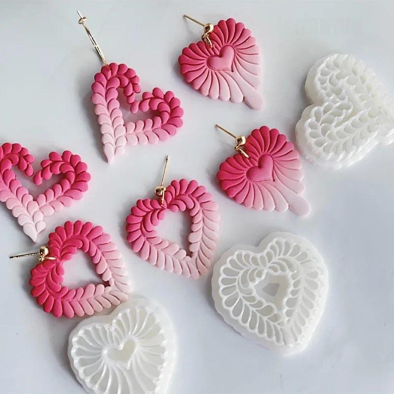 Valentine's Day Series Heart Polymer Earring Clay Mold Heart Confessions Earring Jewelry Pendant Cutting Die DIY Embossing Tools