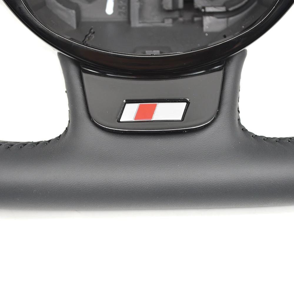 Suitable for A4 B8 A3 8V A4 A5 A7 Q3 Q5 Q7 Black Stitching All Leather Perforated Flat Bottomed Steering Whee