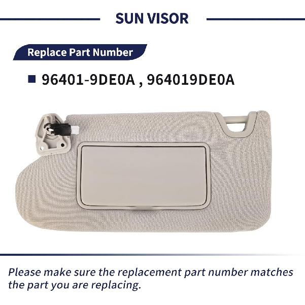 Driver Side Sun Visor Fit For Nissan Maxima 2016 2017 2018     Replace 96401-9DE0A Front Left | Sun Protection Shade | Makeup Mirror | Vanity Light |