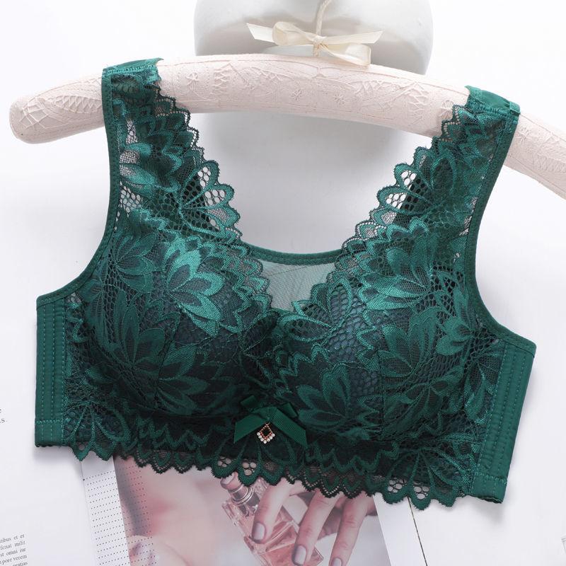 

Тонкий бюстгальтер большого размера без стального кольца, женское белье, антипровисание, коллекция, красивый бюстгальтер с боковой грудью и сборкой на спине 44/100D темно-зеленого