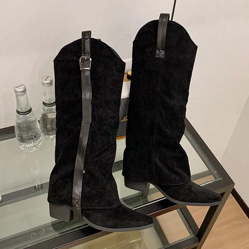 

Женские высокие сапоги с острым носком на высоком каблуке, туфли для платья, летние роскошные женские сапоги 2025, новый дизайнерский сапог до колена Mujer Botas 40 чёрный