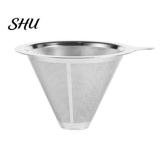 Reusable Coffee Filter 304 Stainless Steel Double Layer Fine Mesh Paperless Strainer Pour Over Dripper Cone Funnel Maker Accessories