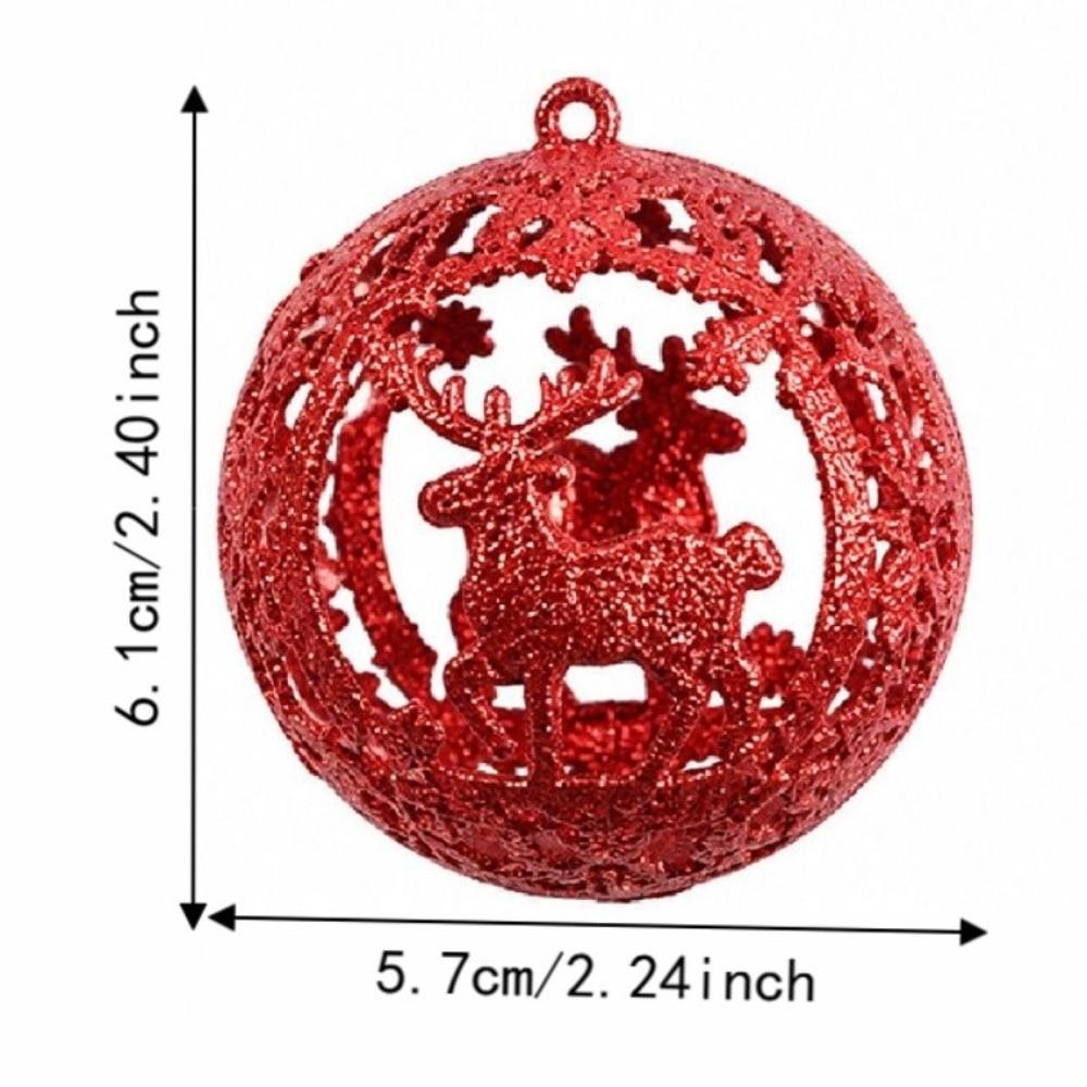6Pcs Glitter Christmas Ball Ornaments Hanging Xmas Tree Decoration Balls Holiday Home Decoration